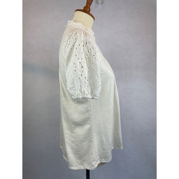 Cure Eyelet Lace Blouse Shirt Cream Womens Size M Romantic - Picture 6 of 11